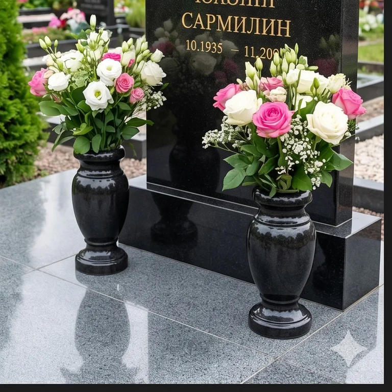 Гранитные вазы для цветов на участке в Тюмени