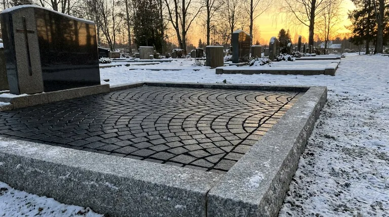 Гранитная брусчатка на могильном участке, образец ПМ005 в Тюмени