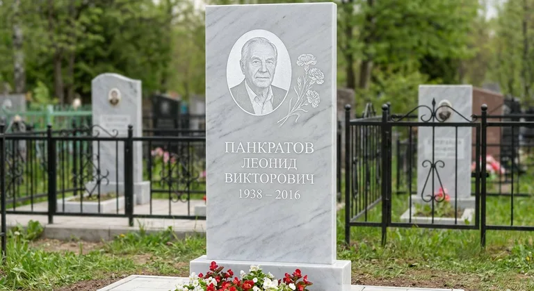 Памятник с гравировкой гвоздик — выполненная работа «Панкратов» в Тюмени
