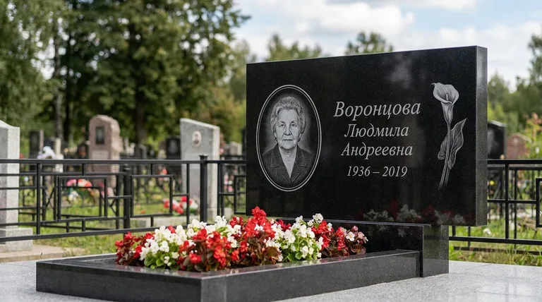 Памятник с гравировкой калл — выполненная работа «Воронцова» в Тюмени