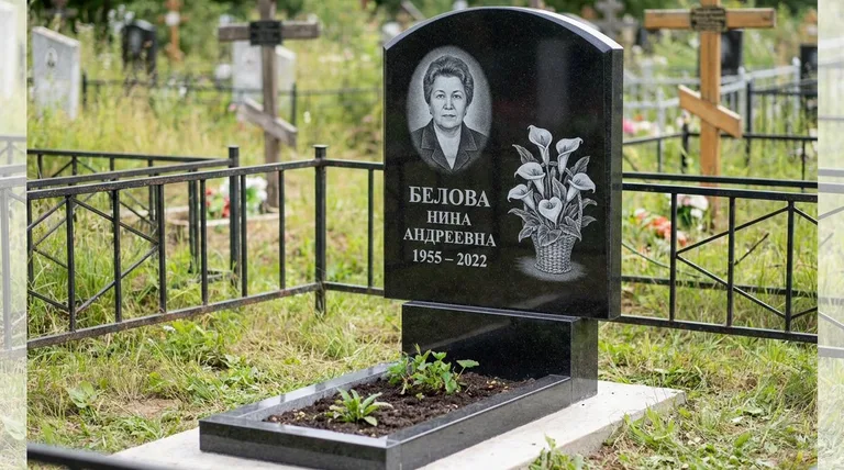 Памятник с гравировкой калл — выполненная работа «Белова» в Тюмени