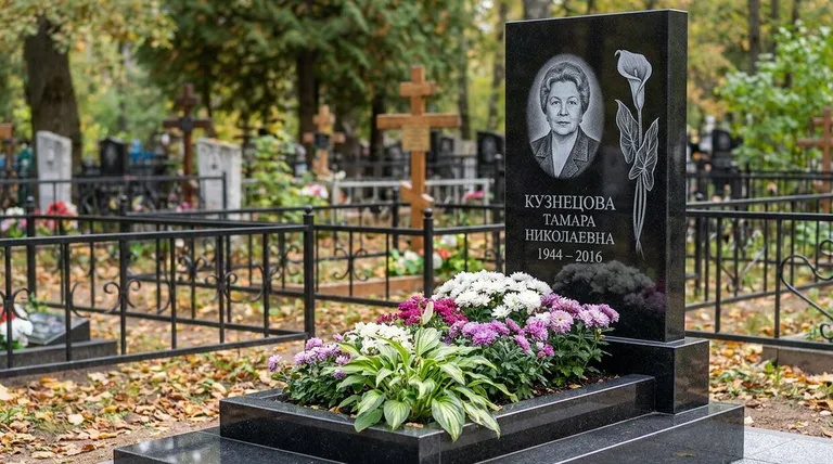 Памятник с гравировкой калл — выполненная работа «Кузнецова» в Тюмени