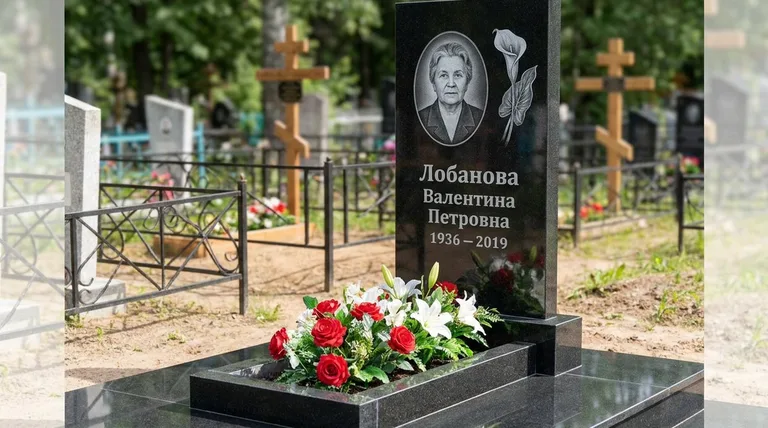 Памятник с гравировкой калл — выполненная работа «Лобанова» в Тюмени