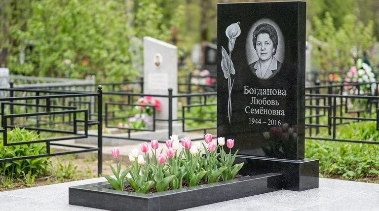 Памятник с гравировкой калл — выполненная работа «Богданова» в Тюмени