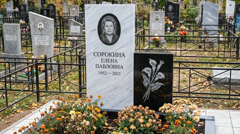 Памятник с гравировкой калл — выполненная работа «Сорокина» в Тюмени