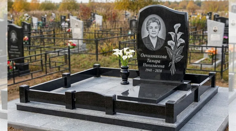 Памятник с гравировкой калл — выполненная работа «Овчинникова» в Тюмени