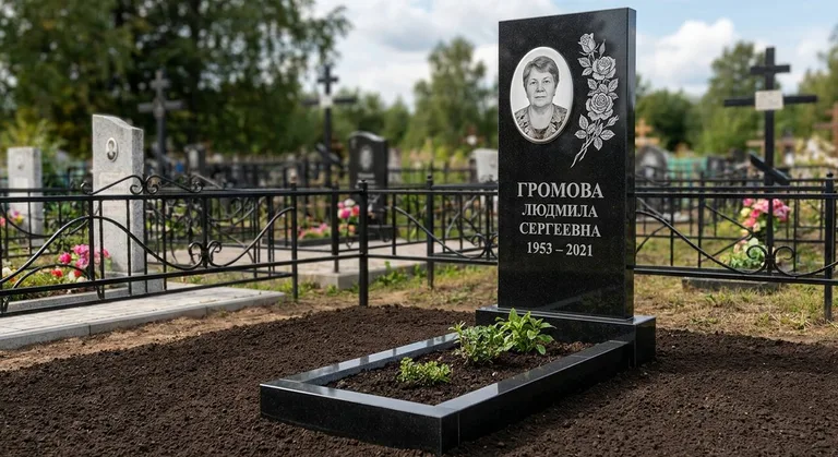 Памятник с гравировкой роз — выполненная работа «Громова» в Тюмени