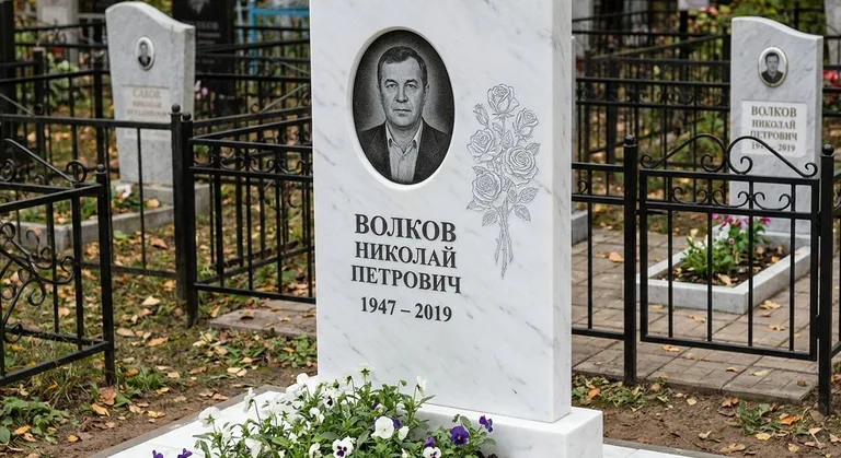 Памятник с гравировкой роз — выполненная работа «Волков» в Тюмени