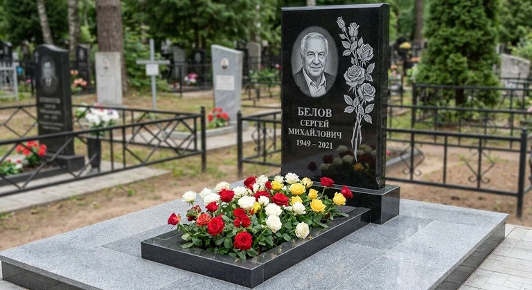Гравировка цветов на памятник в Тюмени — розы на граните