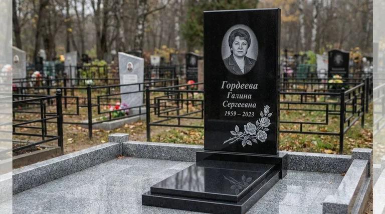 Памятник с гравировкой роз — выполненная работа «Гордеева» в Тюмени