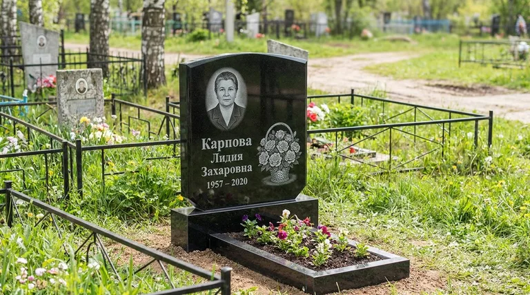 Памятник с гравировкой роз — выполненная работа «Карпова» в Тюмени