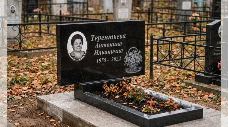 Памятник с гравировкой роз — выполненная работа «Терентьева» в Тюмени