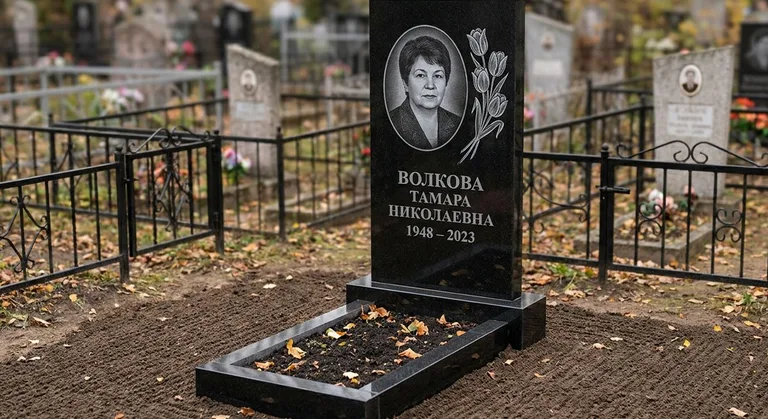 Памятник с гравировкой тюльпанов — выполненная работа «Волкова» в Тюмени
