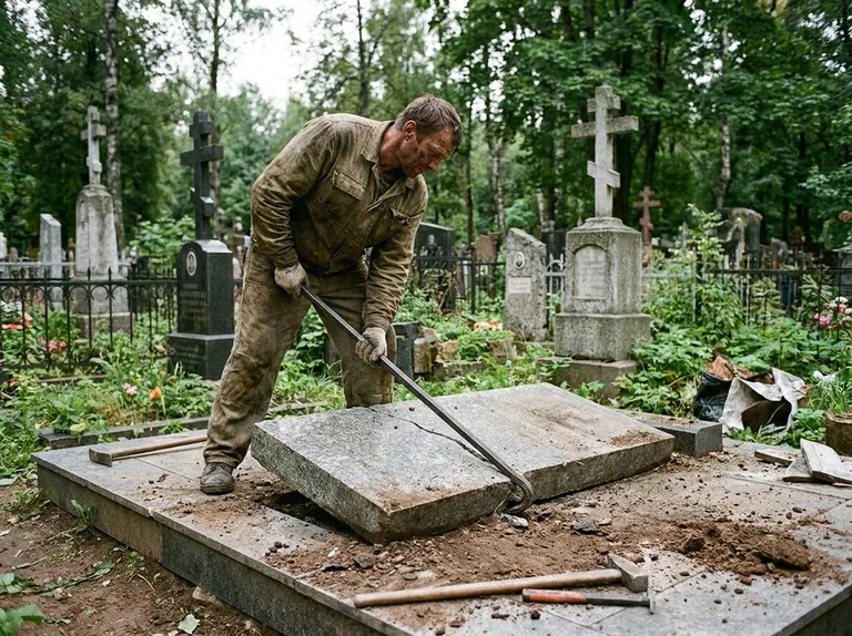 Демонтаж гранитной плитки и мощения участка в Тюмени