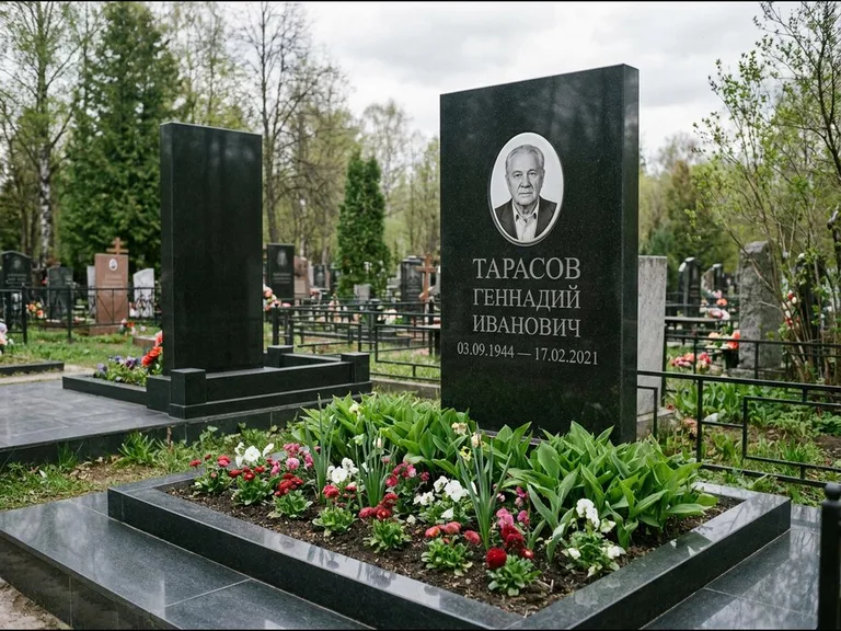 Керамический портрет на габбро-диабазе в Тюмени