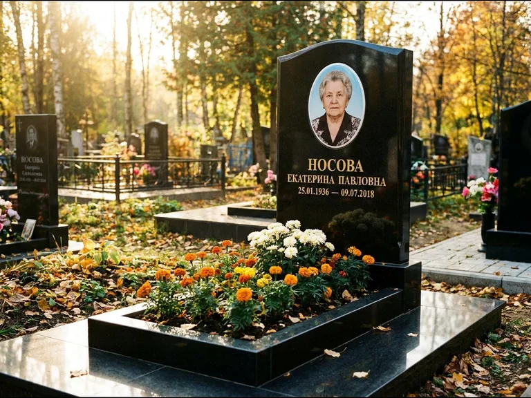 Керамический портрет мужчины на чёрном граните в Тюмени