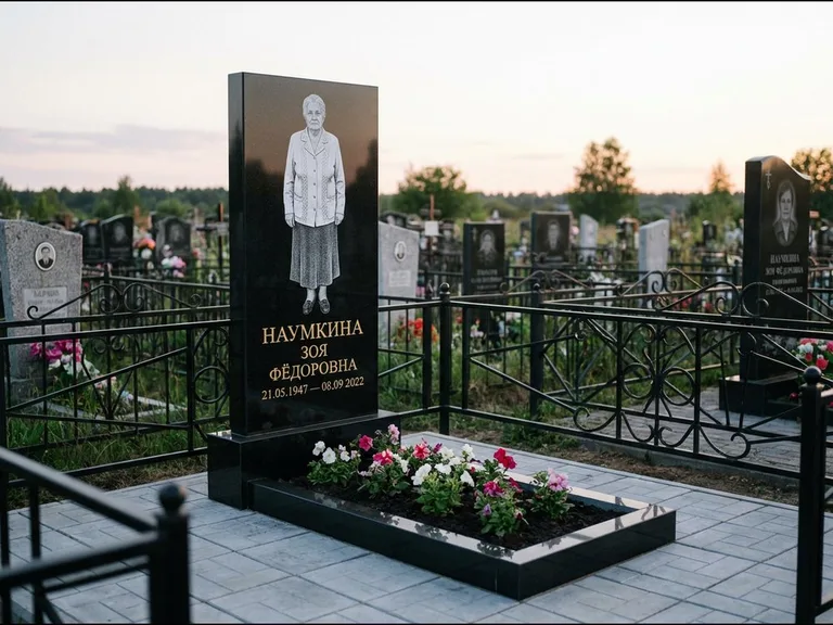 Гравировка портрета на чёрном граните — выполненная работа 18 в Тюмени