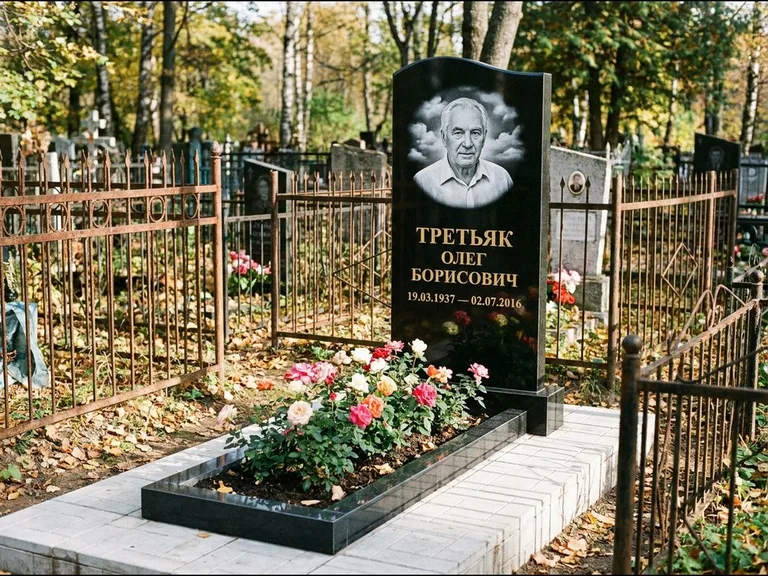 Гравировка портрета на чёрном граните — выполненная работа 23 в Тюмени