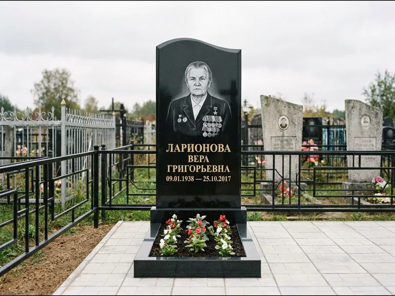 Гравировка портрета на чёрном граните — выполненная работа 28 в Тюмени