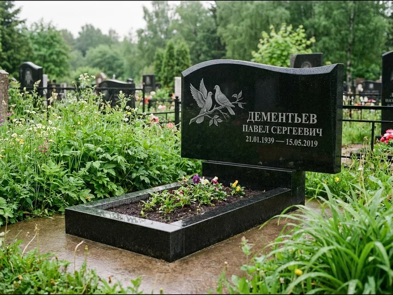 Памятник с гравировкой голубей — гравировка голубей, работа «Дементьев» в Тюмени