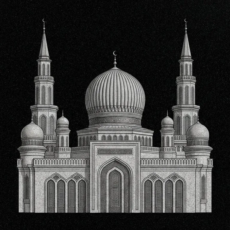 Эскиз: Соборная (фотореализм) — ребристый купол и минареты в Тюмени