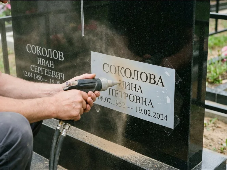 Догравировка ФИО и дат — гравировка с выездом на кладбище в Тюмени
