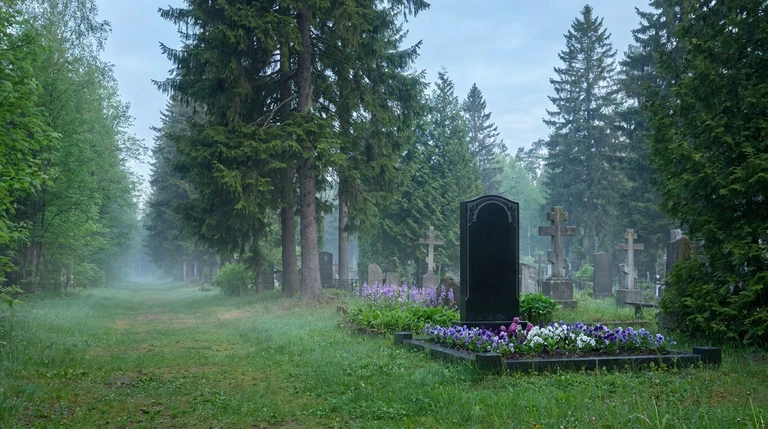 Гранитный памятник на Будённовском кладбище в Воронеже