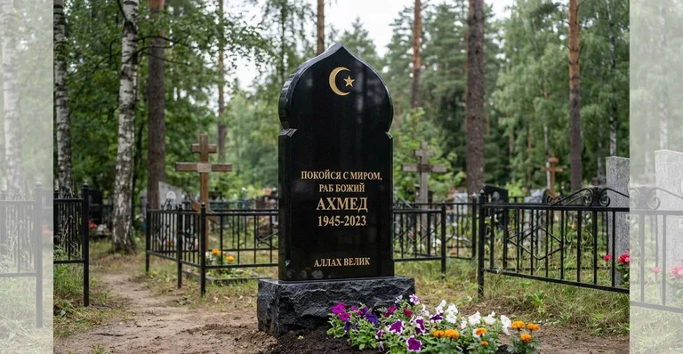 Мусульманский памятник с полумесяцем, Памятники мастерской «Мастер Каменев» на кладбищах Тюмени