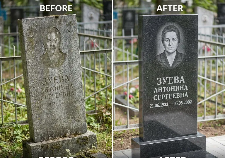 Восстановление сколов кромки гранита: до и после в Тюмени