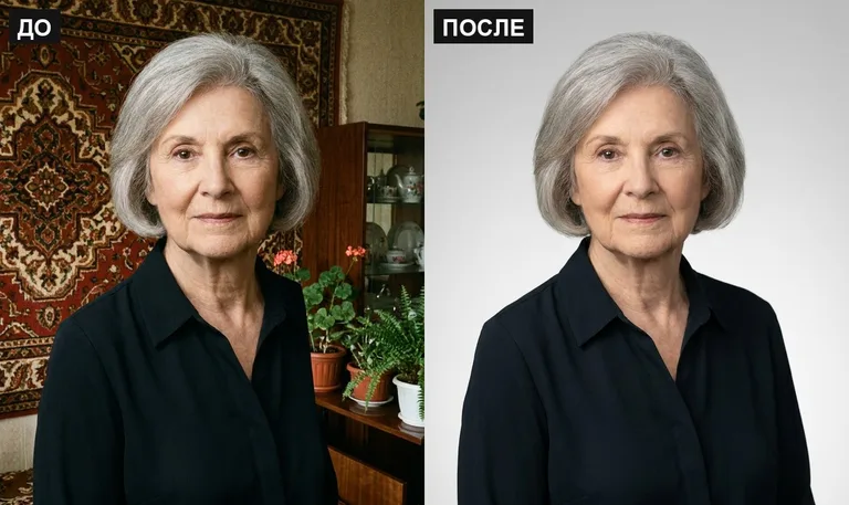 Ретушь фото на памятник — замена фона: до и после в Тюмени