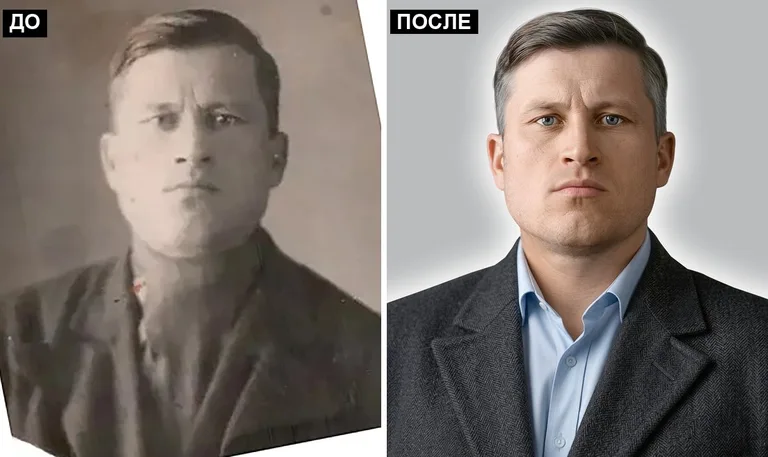 Ретушь фото на памятник — замена одежды: до и после в Тюмени