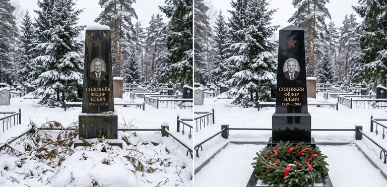 Уборка старого памятника до и после в Тюмени
