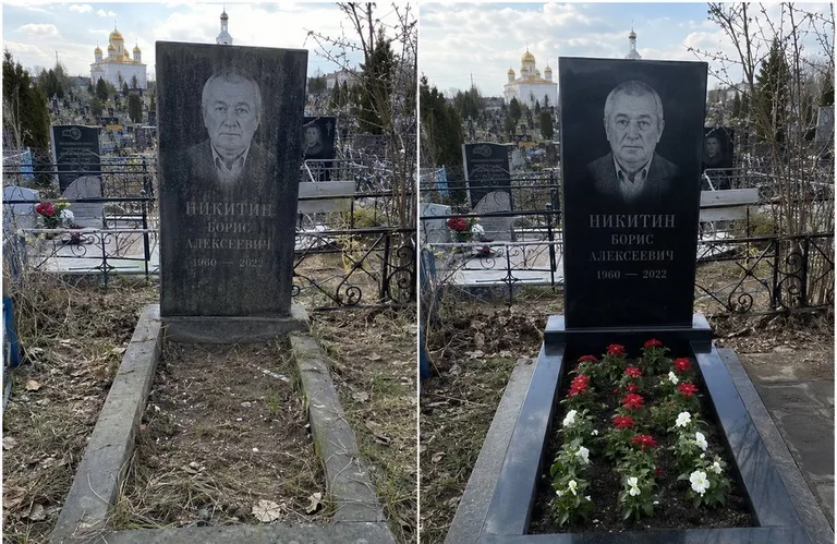 Диптих №3: покраска оградки и прополка цветника с тюльпанами — до и после в Тюмени