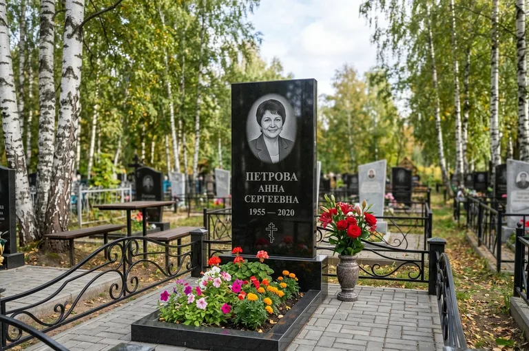 Установка гранитного памятника на могилу в Тюмени
