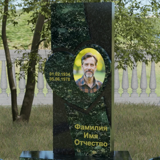 Вертикальный гранитный светский памятник в Перми, гранит Балтик грин