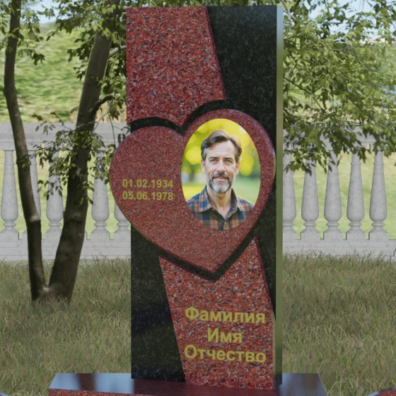 Вертикальный гранитный светский памятник в Перми, гранит Лезниковский