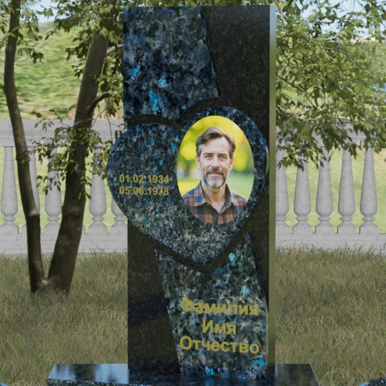 Вертикальный гранитный светский памятник в Перми, гранит Блю Перл