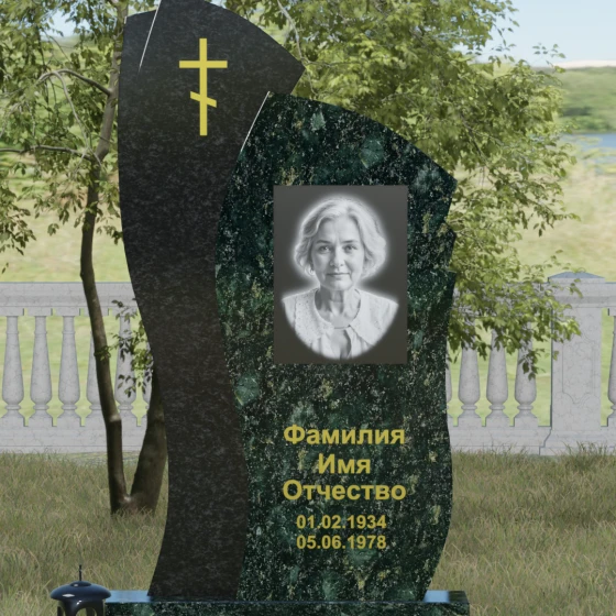 Комбинированный памятник с крестом в Воронеже, гранит Балтик грин
