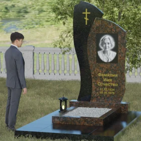 Комбинированный памятник с православным крестом - П028
