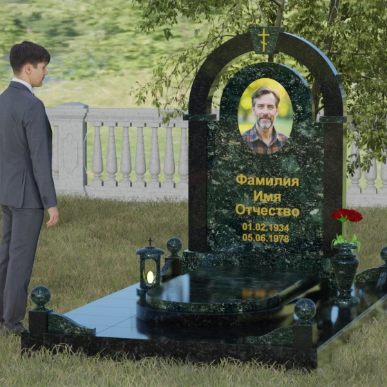 Вертикальный православный комбинированный комплекс в Ставрополе, гранит Балтик грин, вид 4