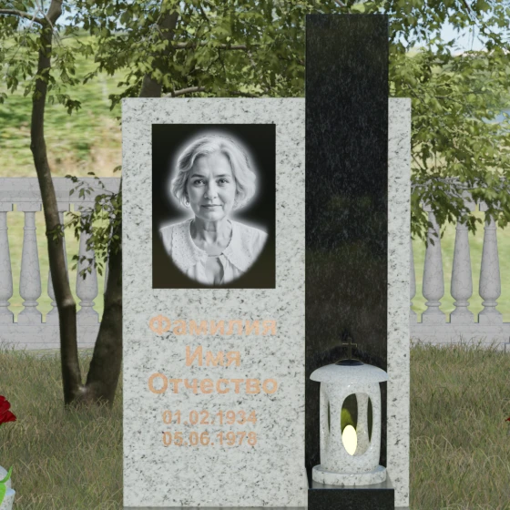 Двойное надгробие с лампадой, гранит Мансуровский