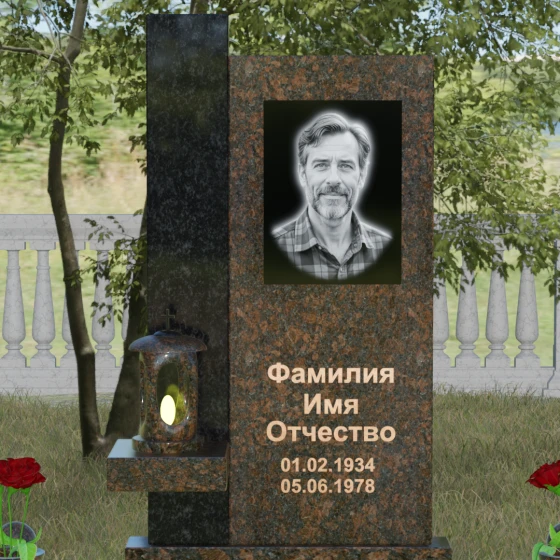 Светский комбинированный вертикальный памятник в Салехарде, гранит Дымовский