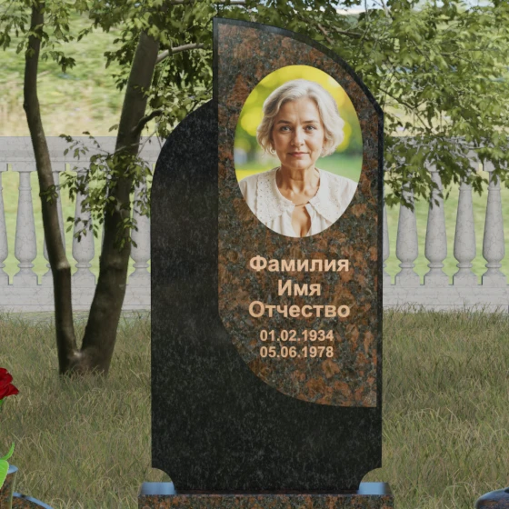 Вертикальный комбинированный памятник на одного во Владивостоке, гранит Дымовский