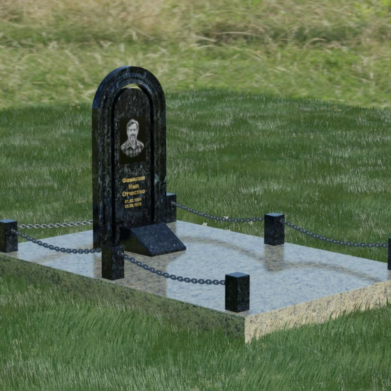 Памятник-арка из гранита с зеркальной полировкой, гранит Блю Перл, вид 5