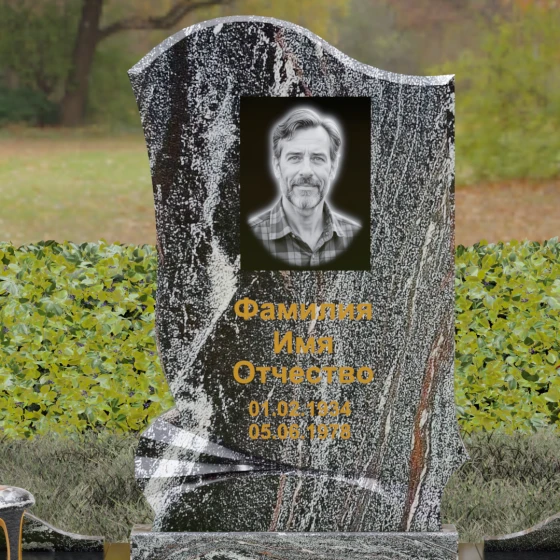 Гранитный памятник светский вертикальный в Самаре, гранит амфиболит