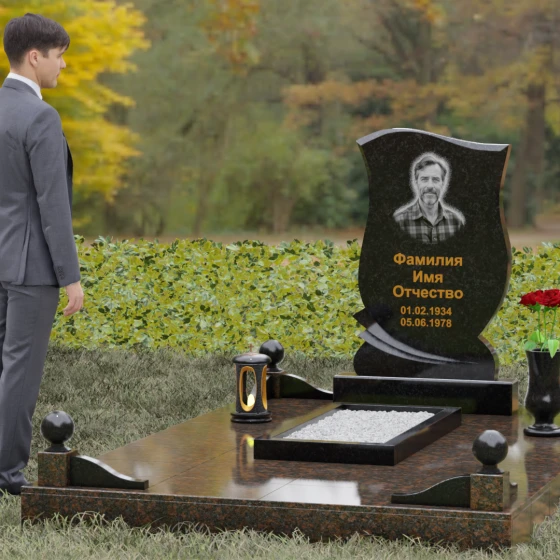 Гранитный памятник для одного во Владивостоке, гранит Габбро-диабаз, вид 4