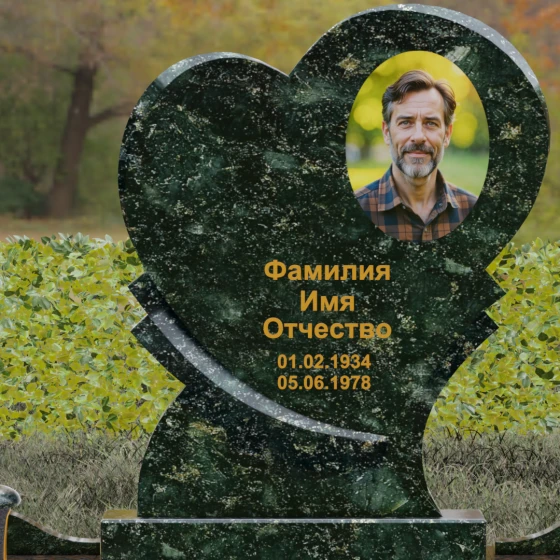 Комбинированный памятник вертикальный в Липецке, гранит Балтик грин