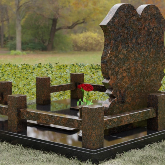 Горизонтальный гранитный памятник на двоих в Рязани, гранит Дымовский, вид 3