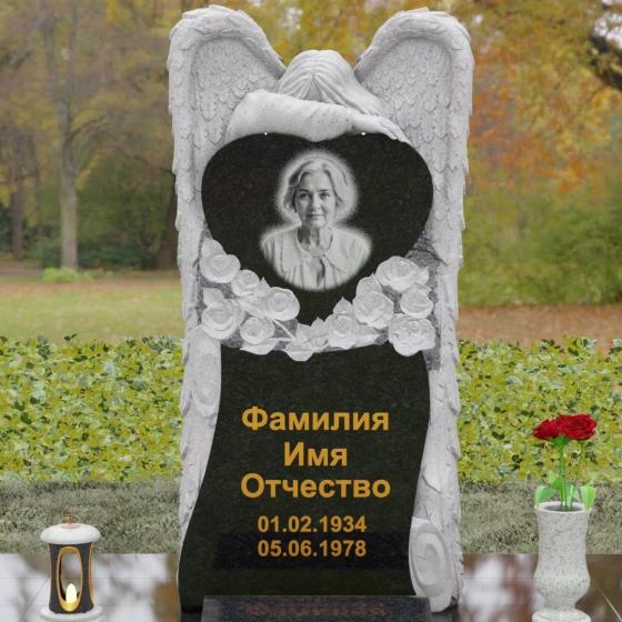 Вертикальный гранитный памятник в Томске, гранит Габбро-диабаз