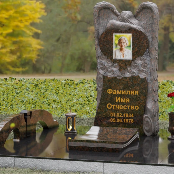 Вертикальный гранитный памятник в Томске, гранит Дымовский, вид 4